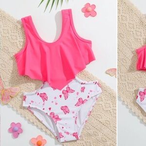 Girls Butterfly Print Swimsuit